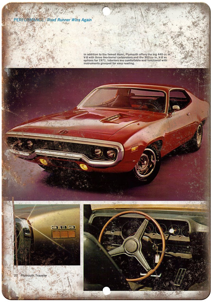 Plymouth Road Runner Vintage Auto Ad Metal Sign
