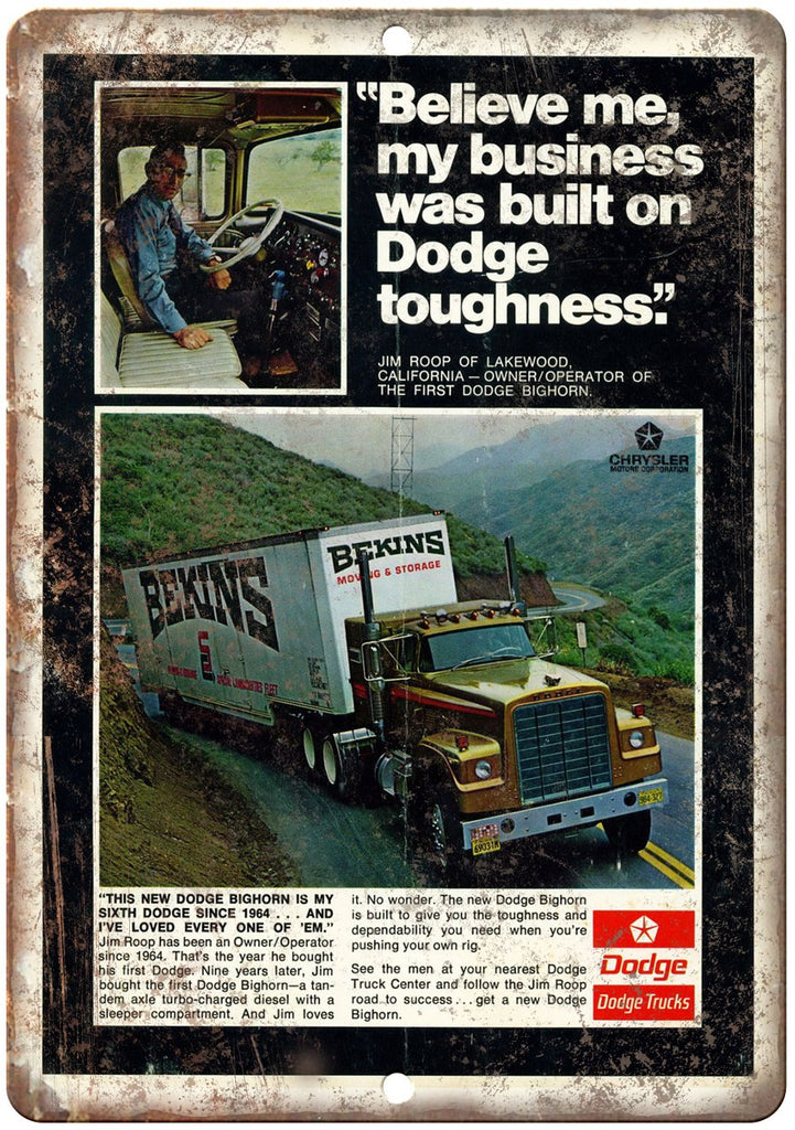 Dodge Bighor Truck Ad Benkins Vintage Ad Metal Sign