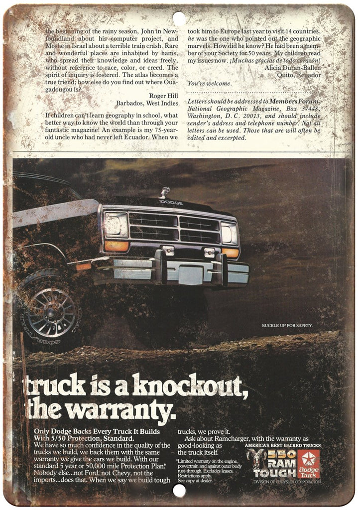 Dodge Ram Truck Vintage Ad Metal Sign