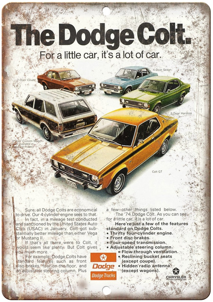 1974 Dodge Colt Truck Vintage Ad Metal Sign