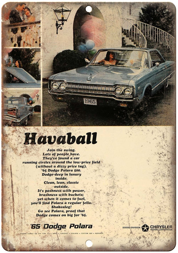 1965 dodge Polara Havaball Vintage Ad Metal Sign