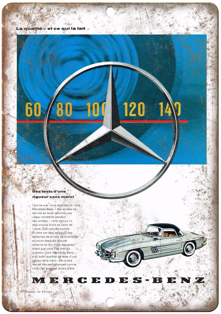 Mercedes-Benz Vintage French Ad Metal Sign