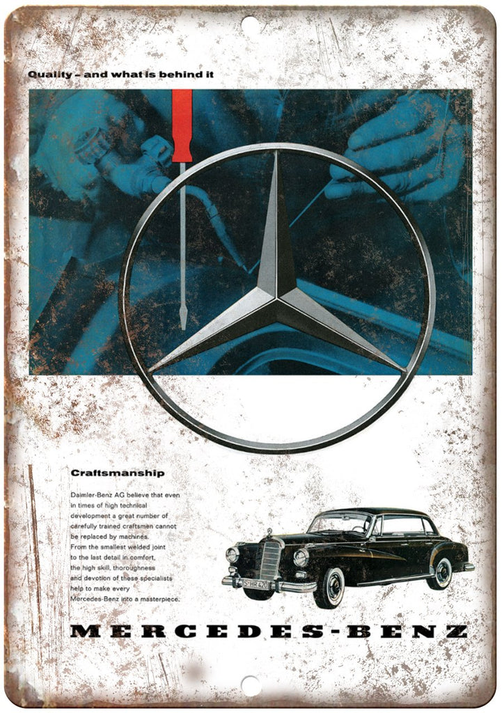 Mercedes Benz Vintage Auto Ad Metal Sign