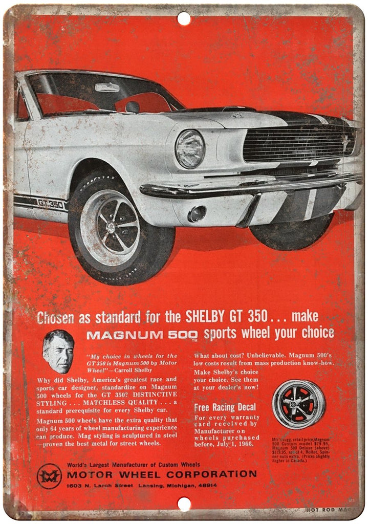 Ford Magnum 500 Shelby GT Ad Metal Sign