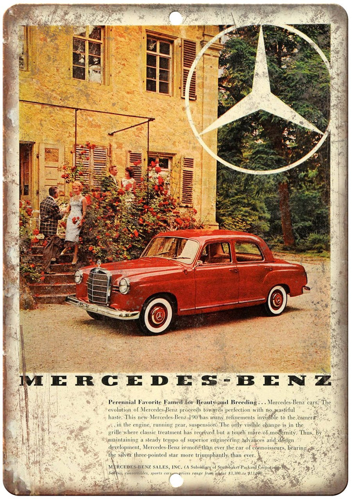 Mercedes Benz 190 Automobile Ad Metal Sign