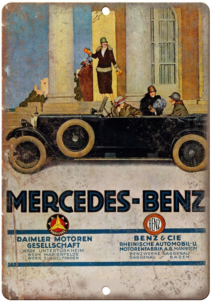 Mercedes Benz Vintage Automobile Ad Car Metal Sign