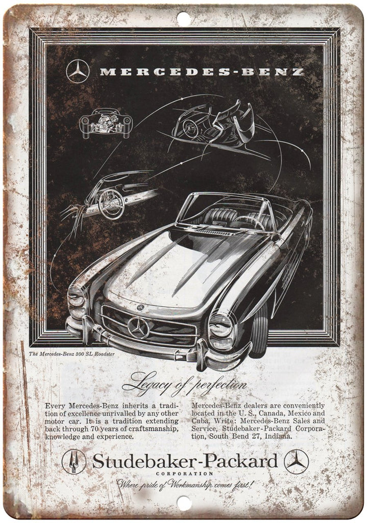 Studebaker Packard Mercedes 300 Sl Roadster Metal Sign