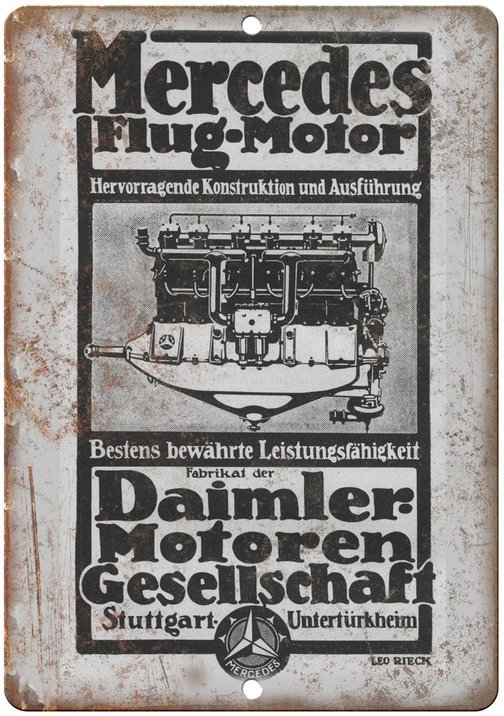 Mercedes Flug Motor Daimler Auto Ad Metal Sign