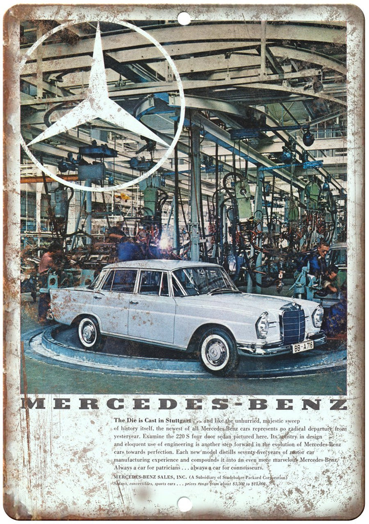 Mercedes Benz 220S Vintage Auto Ad Metal Sign