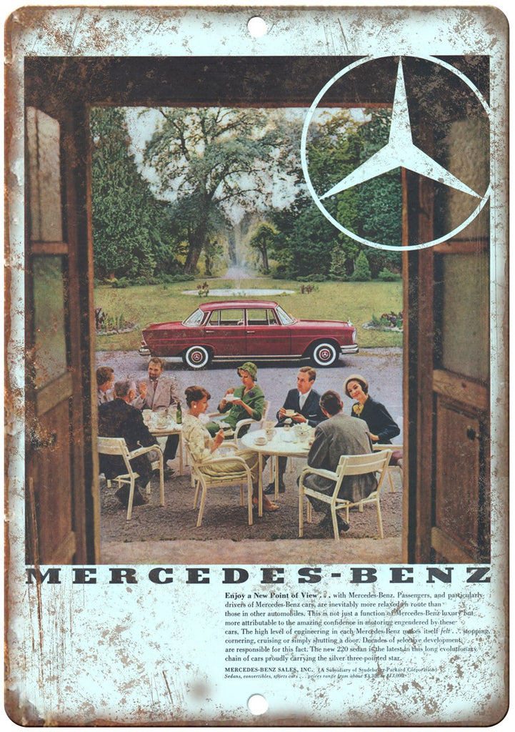 Mercedes Benz 220 Sedan Auto Ad Metal Sign