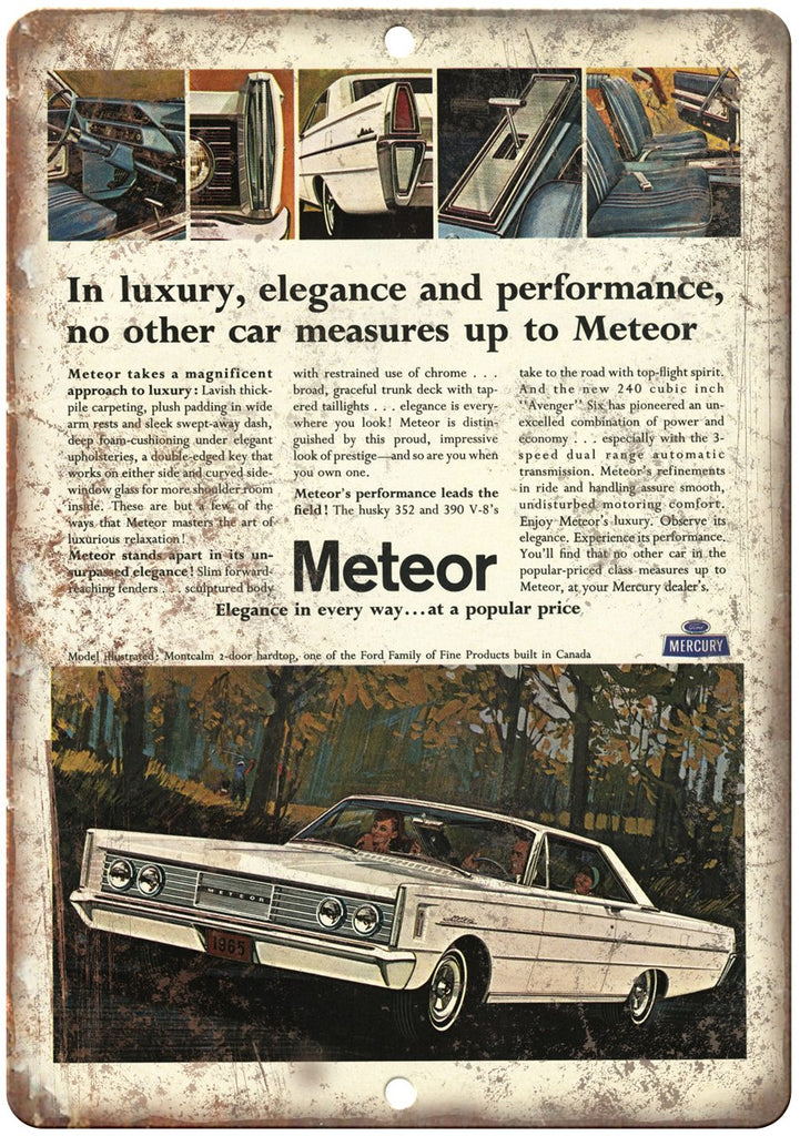 Mercury Meteor Vintage Automobile Ad Metal Sign