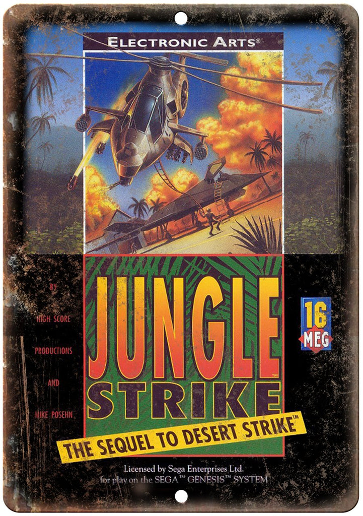 Jungle Strike Sega Genesis Cartridge Art Gaming Metal Sign