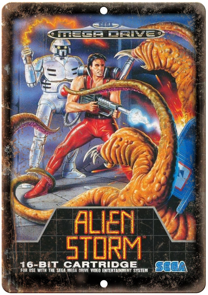 Alien Storm Sega Genesis Cartridge Art Gaming Metal Sign