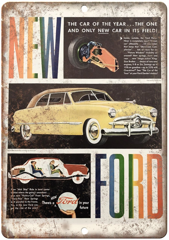 Ford Forty-Niner V-8 Vintage Ad Metal Sign
