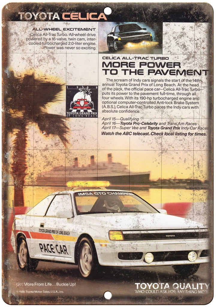 Toyota Celica Turbo Vintage Ad Metal Sign