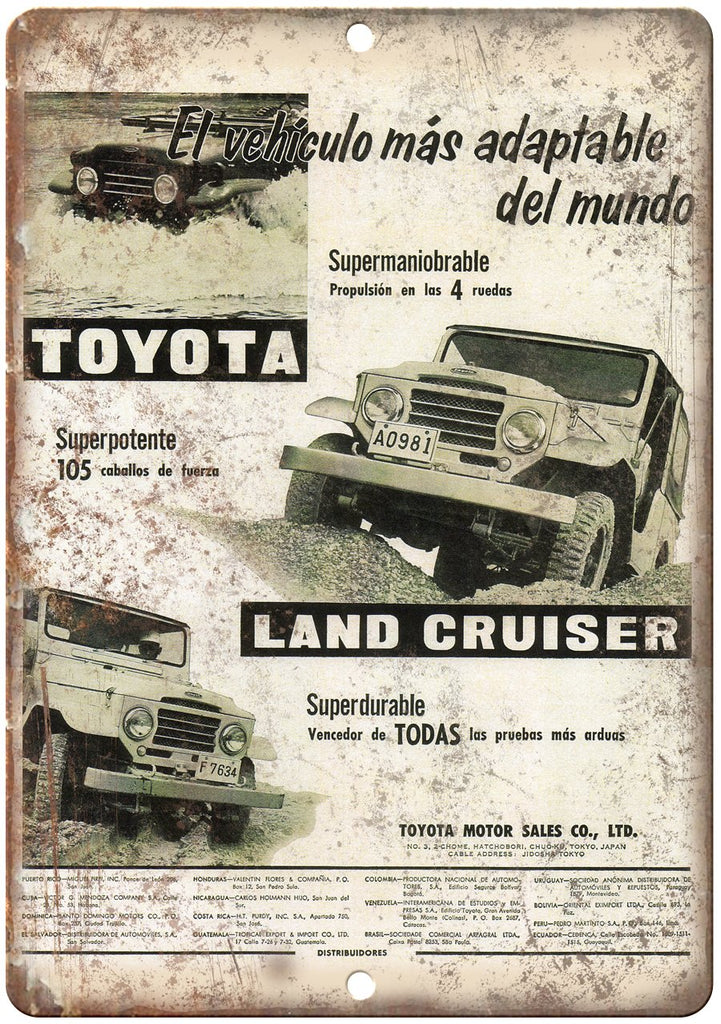 Toyota Land Cruiser Vintage Ad Metal Sign
