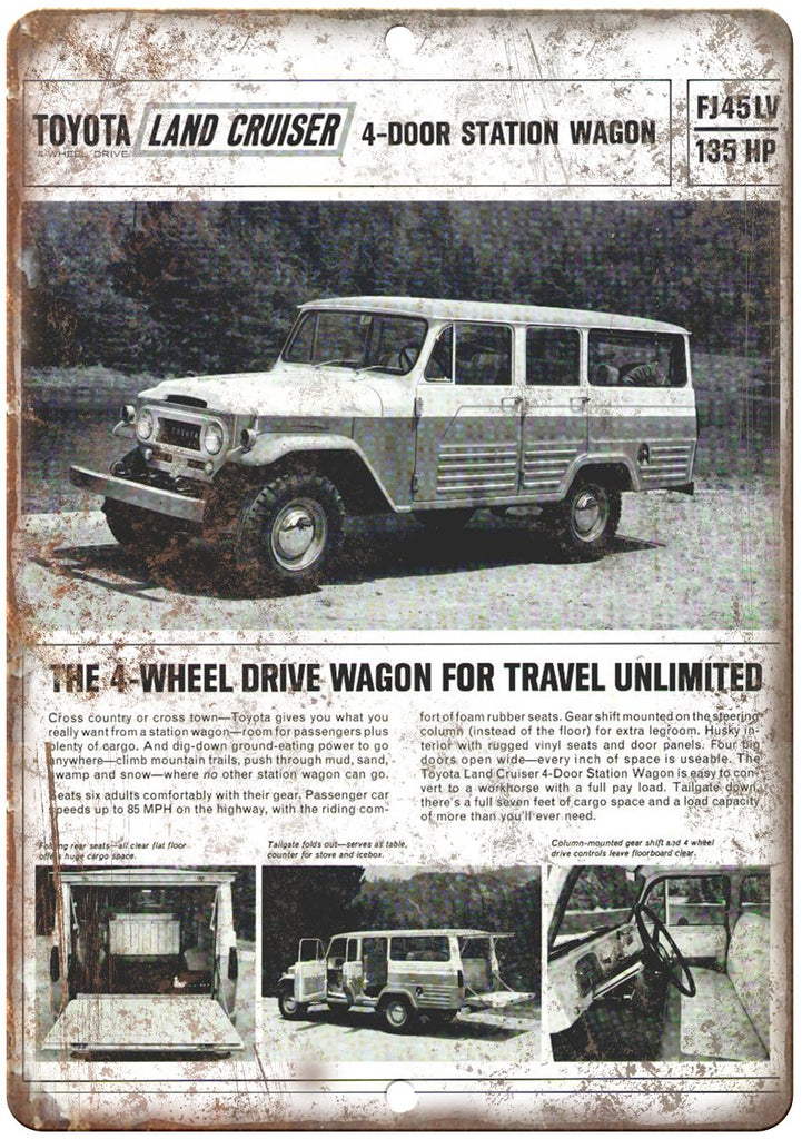 Toyota Land Cruiser Station Wagon Ad Metal Sign