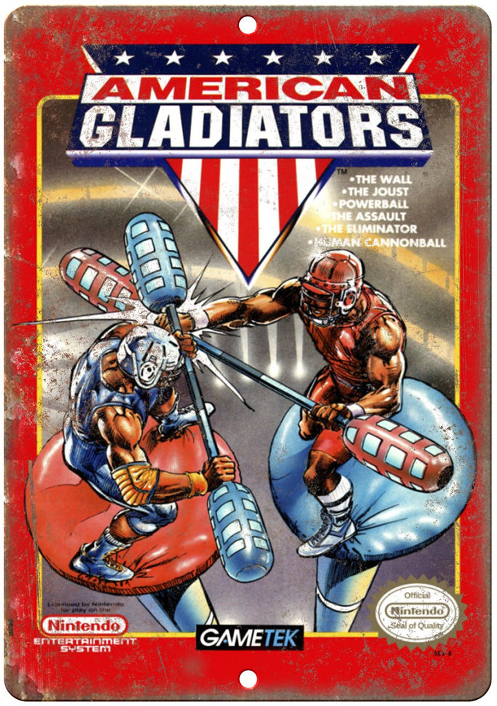 American Gladiators Nintendo Cartridge Art Gaming Metal Sign
