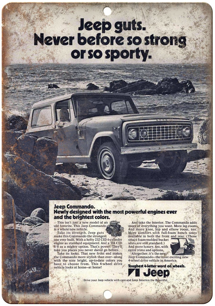 Jeep Commando Vintage Ad Metal Sign