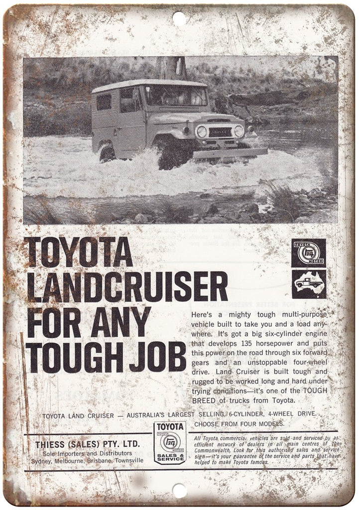Toyota Landcruiser Vintage Ad Metal Sign