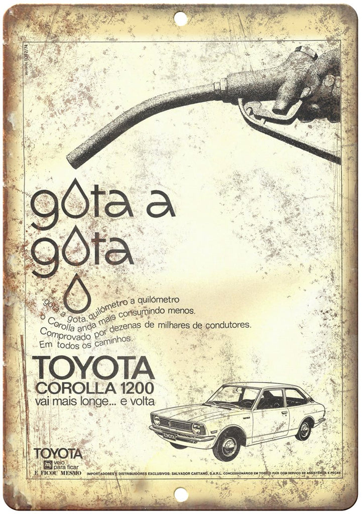 Toyota Corolla 1200 Vintage Ad Metal Sign