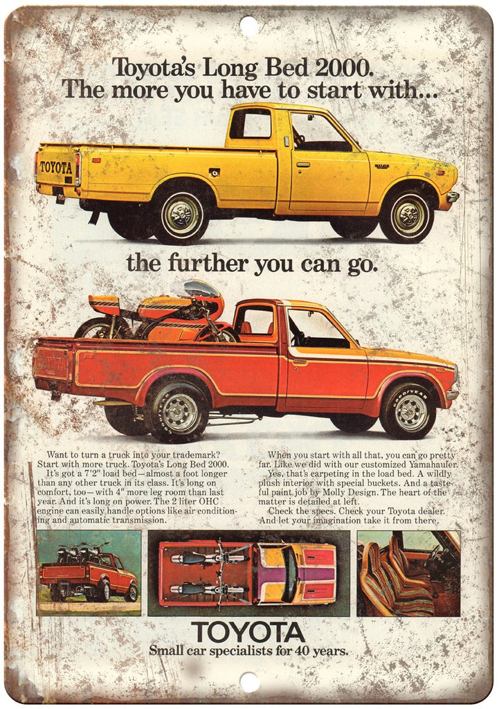 Toyota Long Bed 2000 Pickup Truck Ad Metal Sign