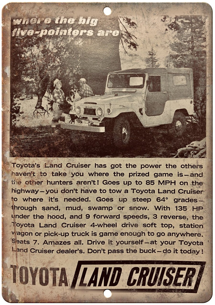 Toyota Land Cruiser Vintage Ad Metal Sign