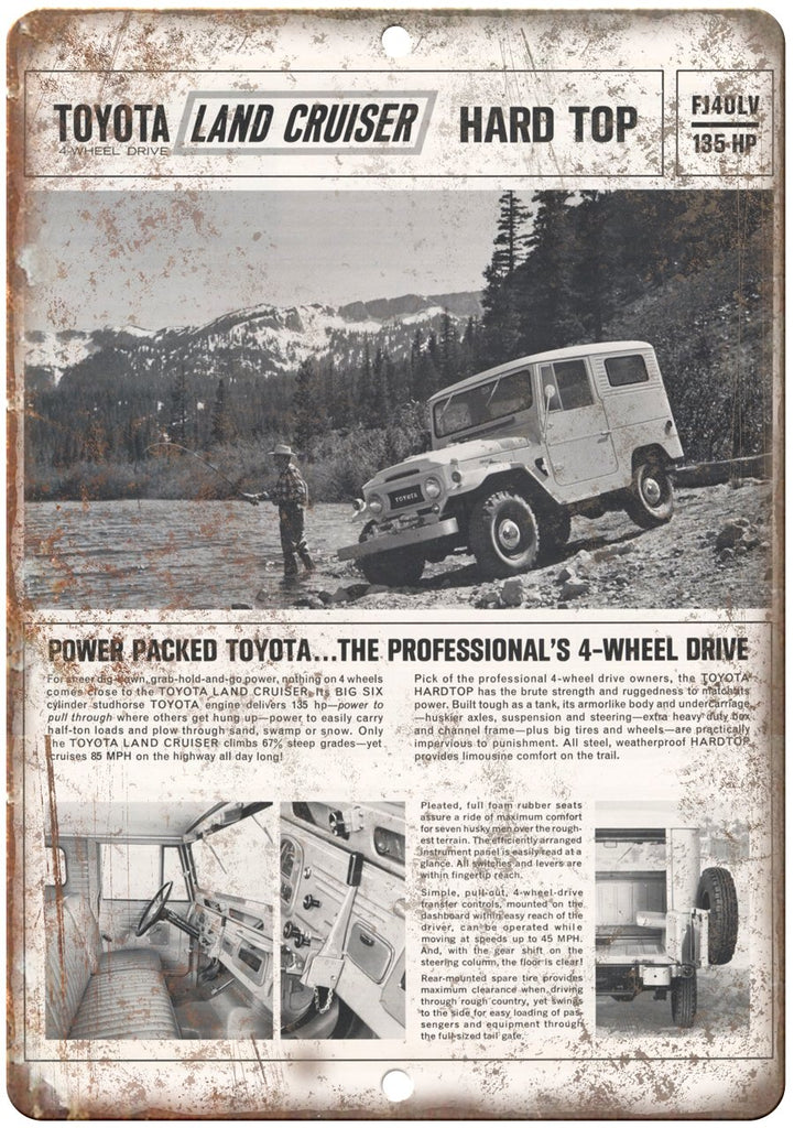 Toyota Land Cruiser hard Top 4-Wheel Ad Metal Sign