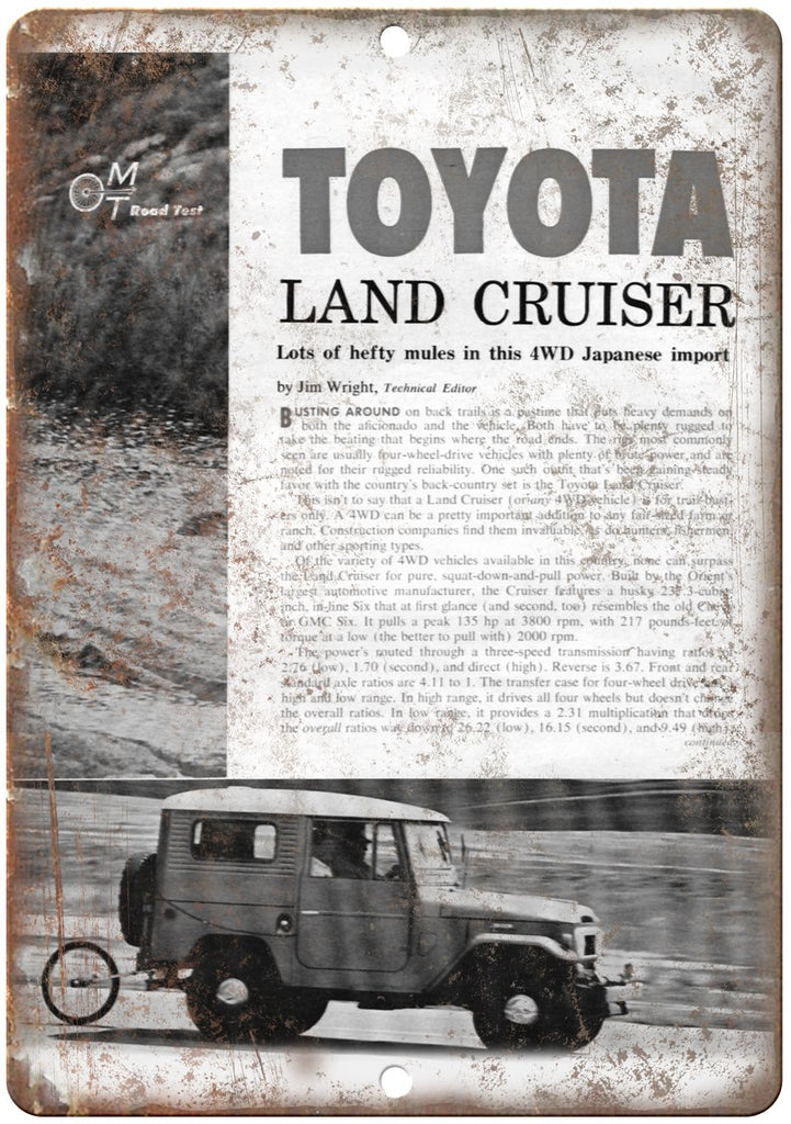 Toyota Land Cruiser 4WD Import Ad Metal Sign