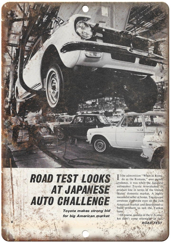 Toyota Road Test Vintage Car Ad Metal Sign