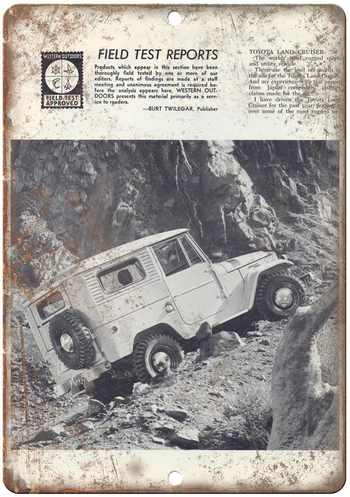 Toyota Land Cruiser Western Outdoors Ad Metal Sign