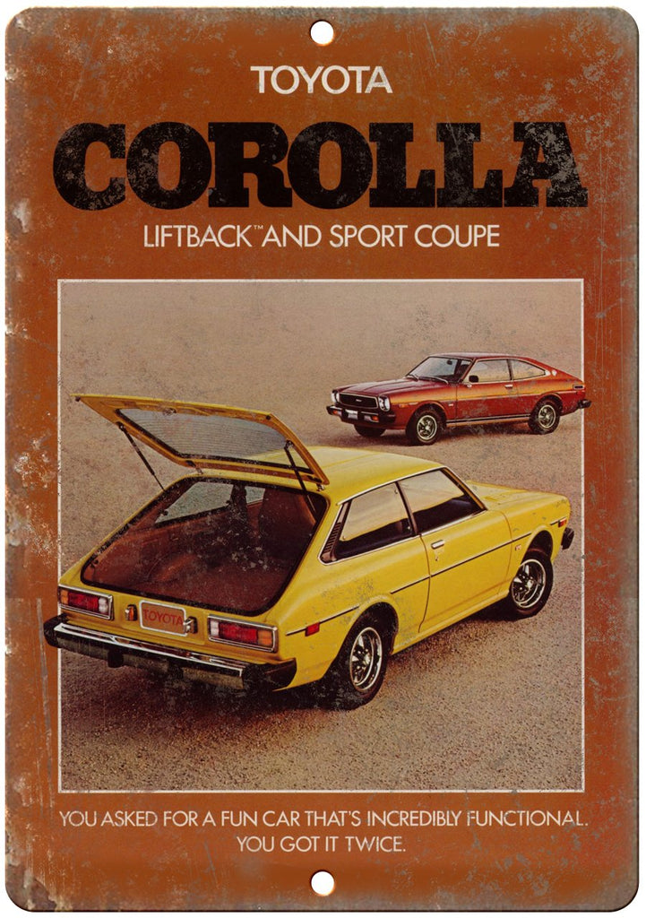 Toyota Corolla Liftback Sport Coupe Ad Metal Sign