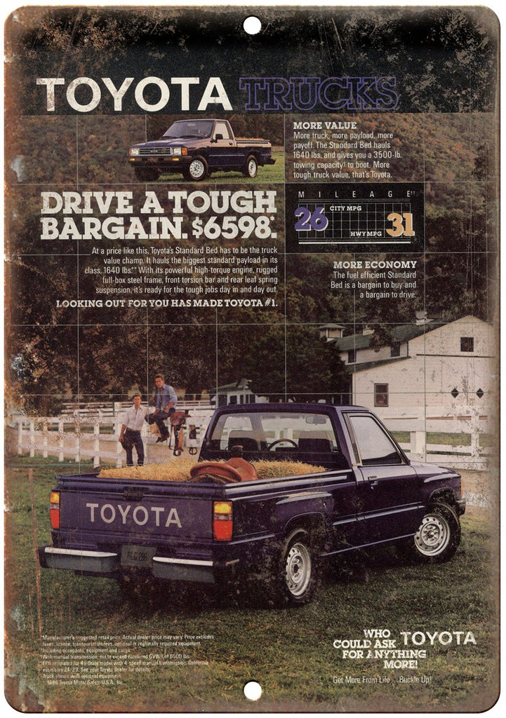 Toyota Pickup Truck Vintage Ad Metal Sign