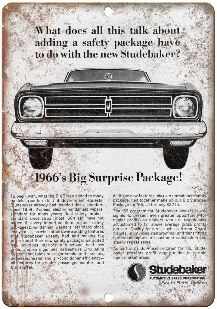 1966 Sudebaker Automobile Car Ad Metal Sign