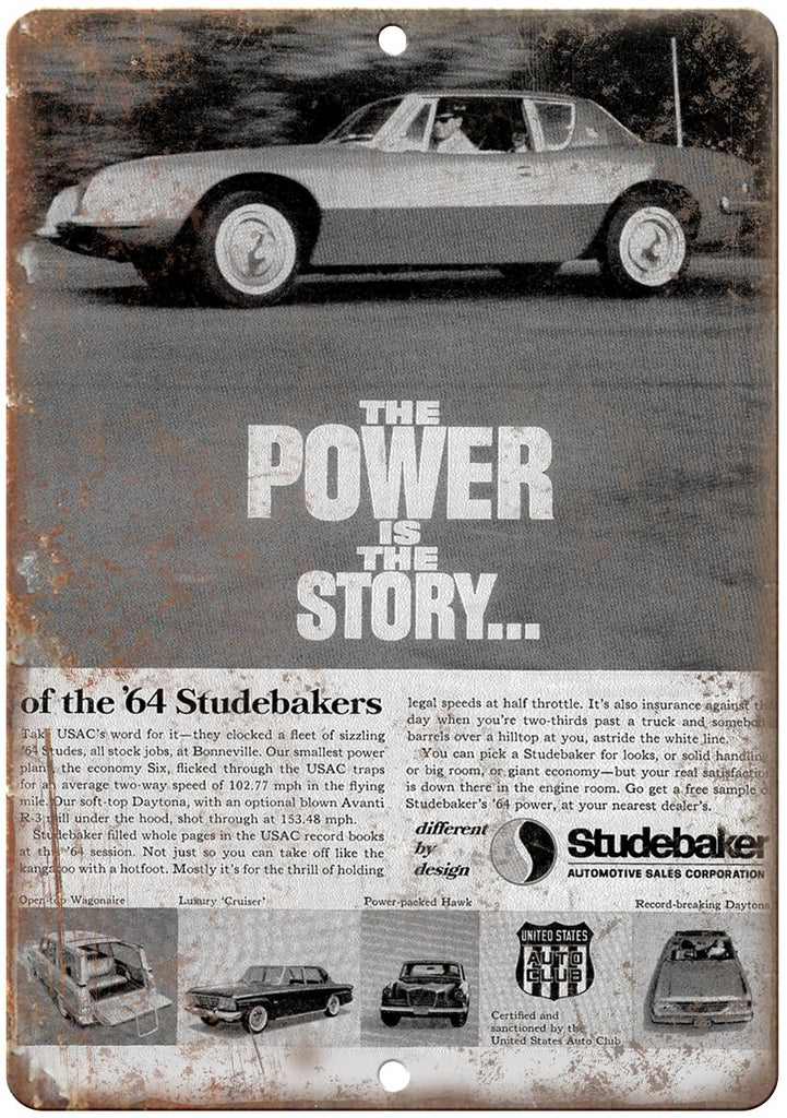 1964 Studebaker Automobile Sales Corp Ad Metal Sign