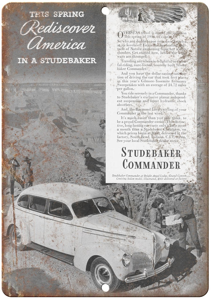 Studebaker Commander Vintage Auto Ad Metal Sign