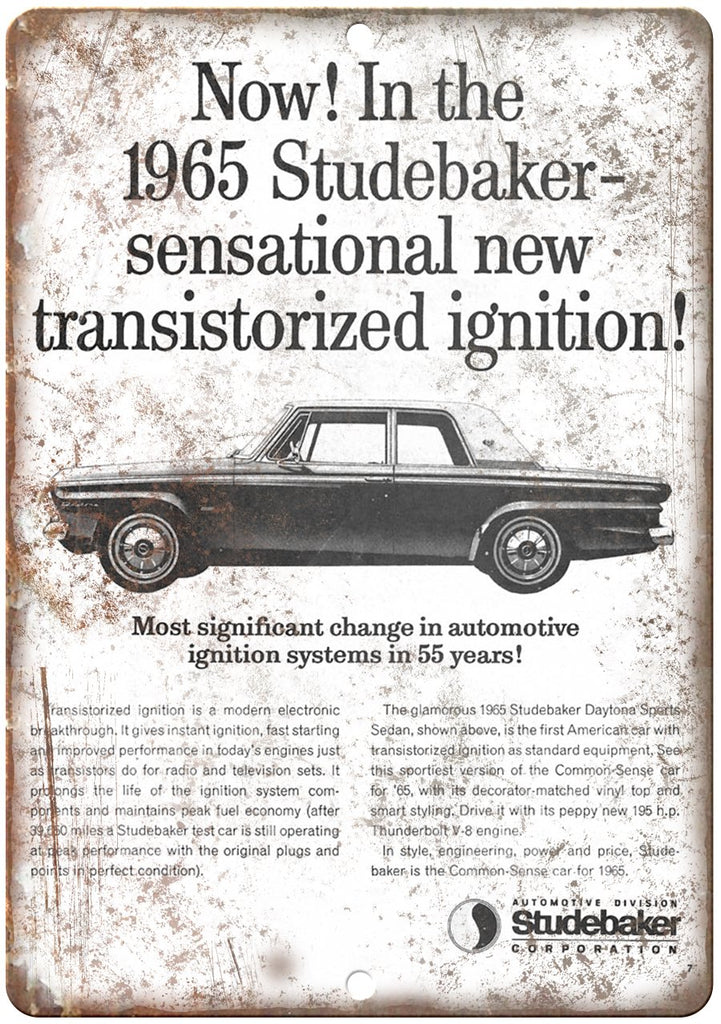 1965 Studebaker Vintage Car Ad Metal Sign