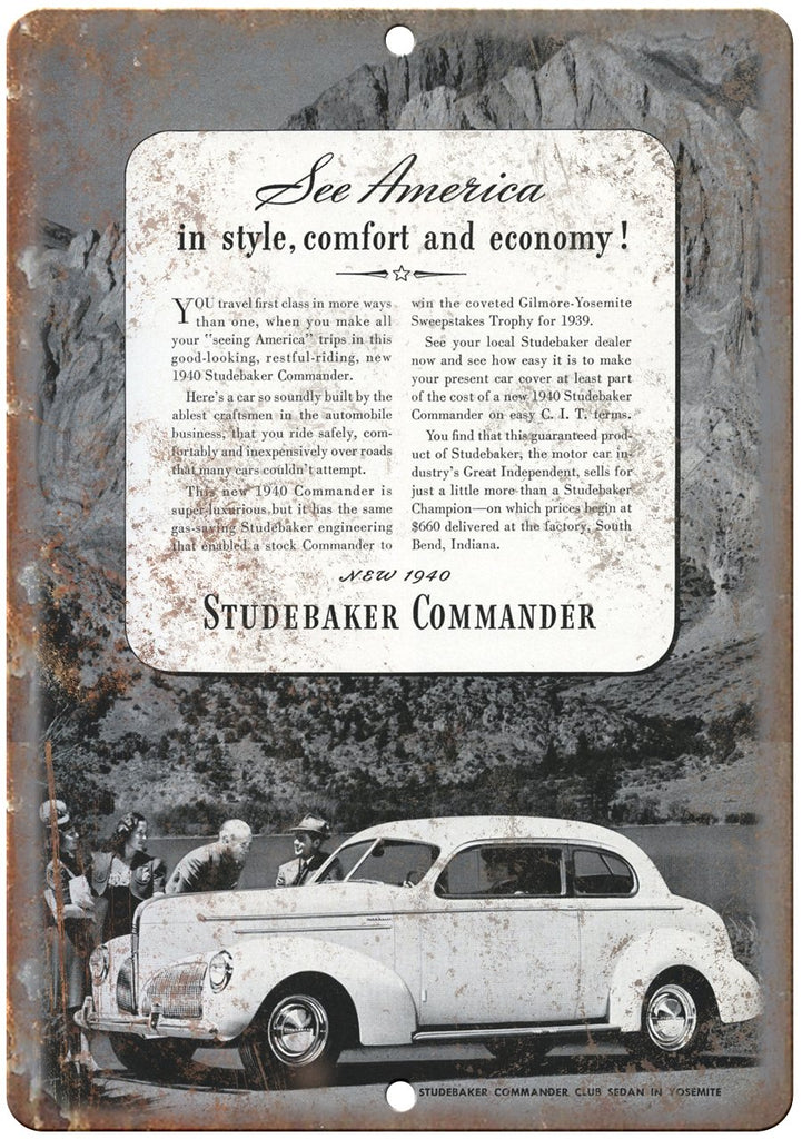 1940 Studebaker Commander Vintage Car Ad Metal Sign