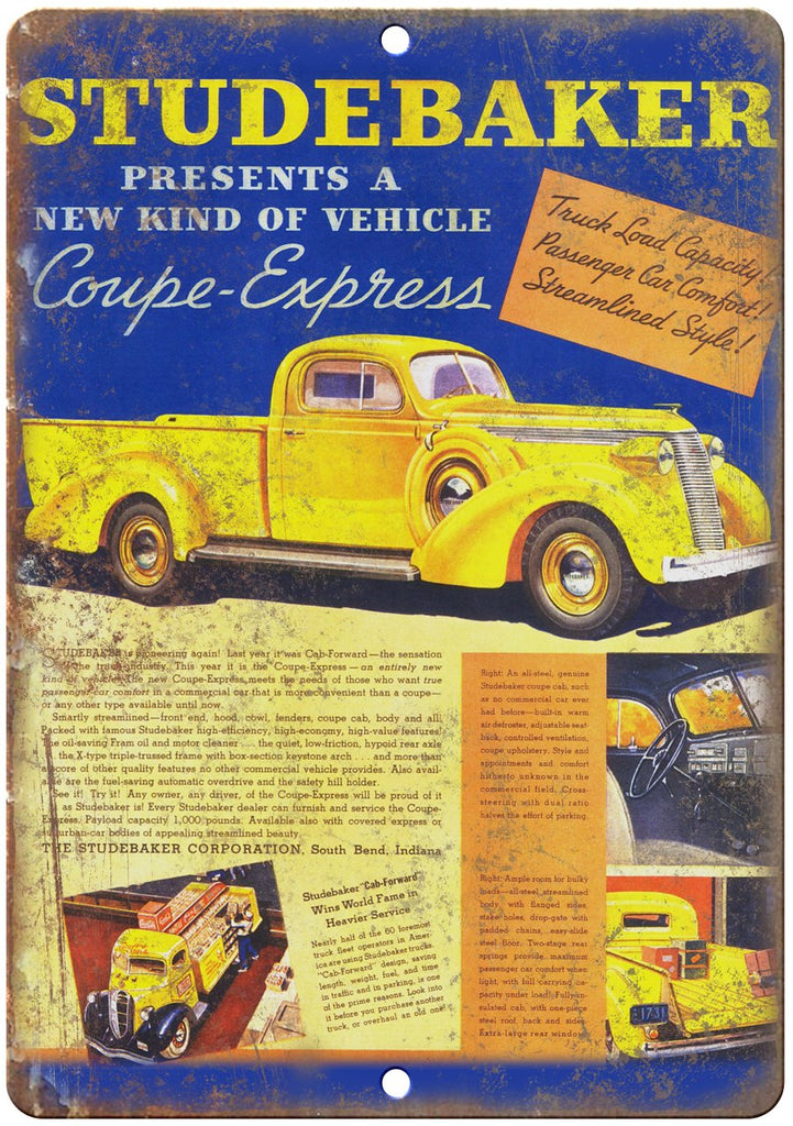 Studebaker Coupe Express Truck Ad Metal Sign