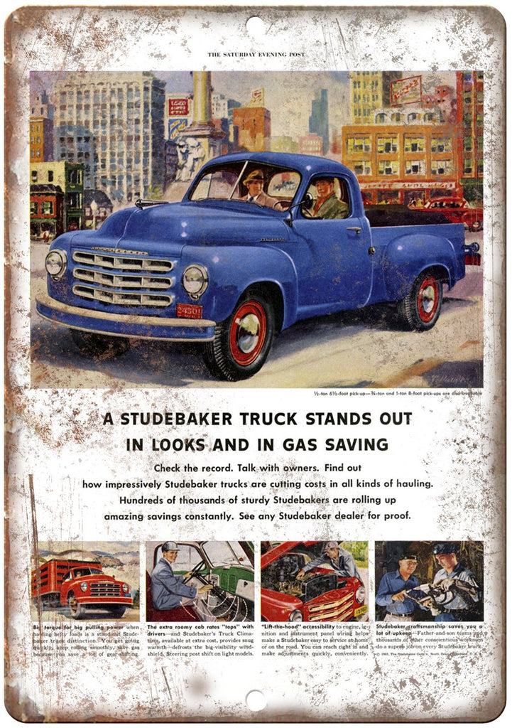 Studebaker Pickup Truck Vintage Ad Metal Sign