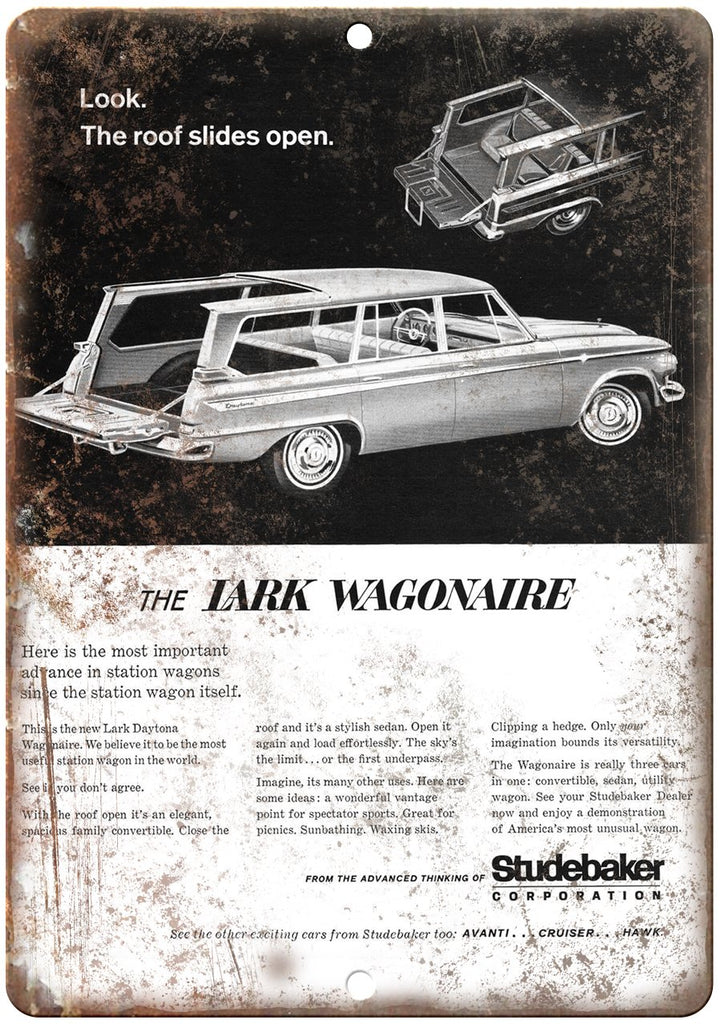 Studebaker Lark Wagonaire Vintage Auto Ad Metal Sign