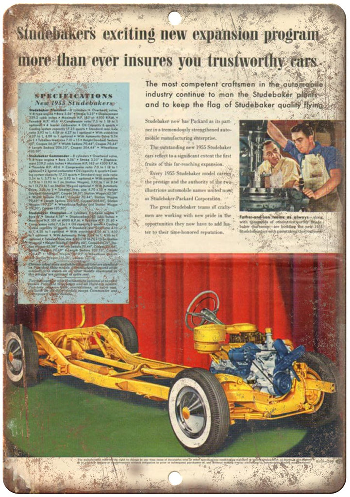 1953 Studebaker Chassis Vintage Auto Ad Metal Sign