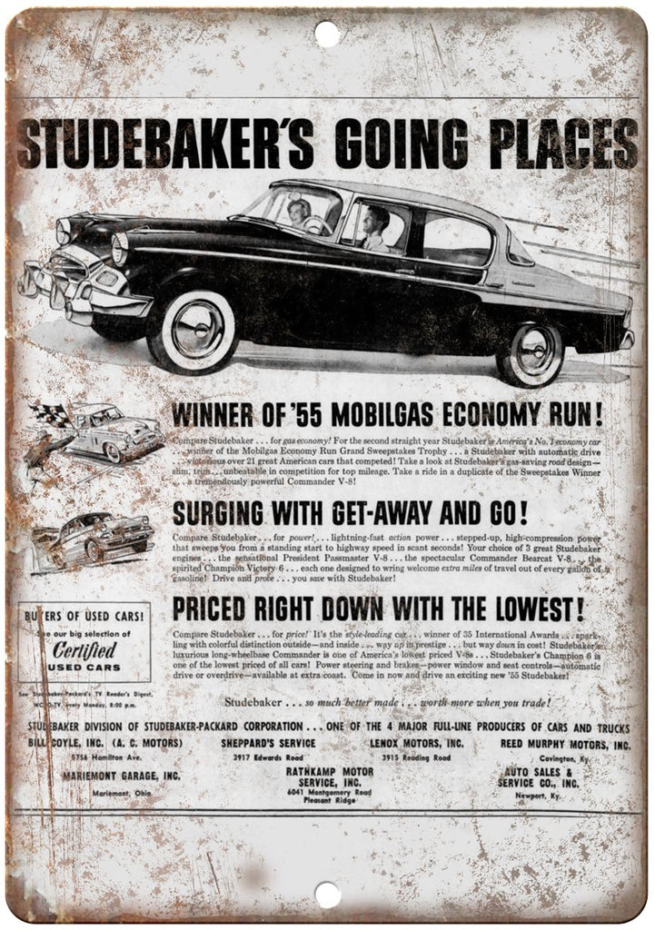 1955 Studebaker Vintage Car Ad Metal Sign