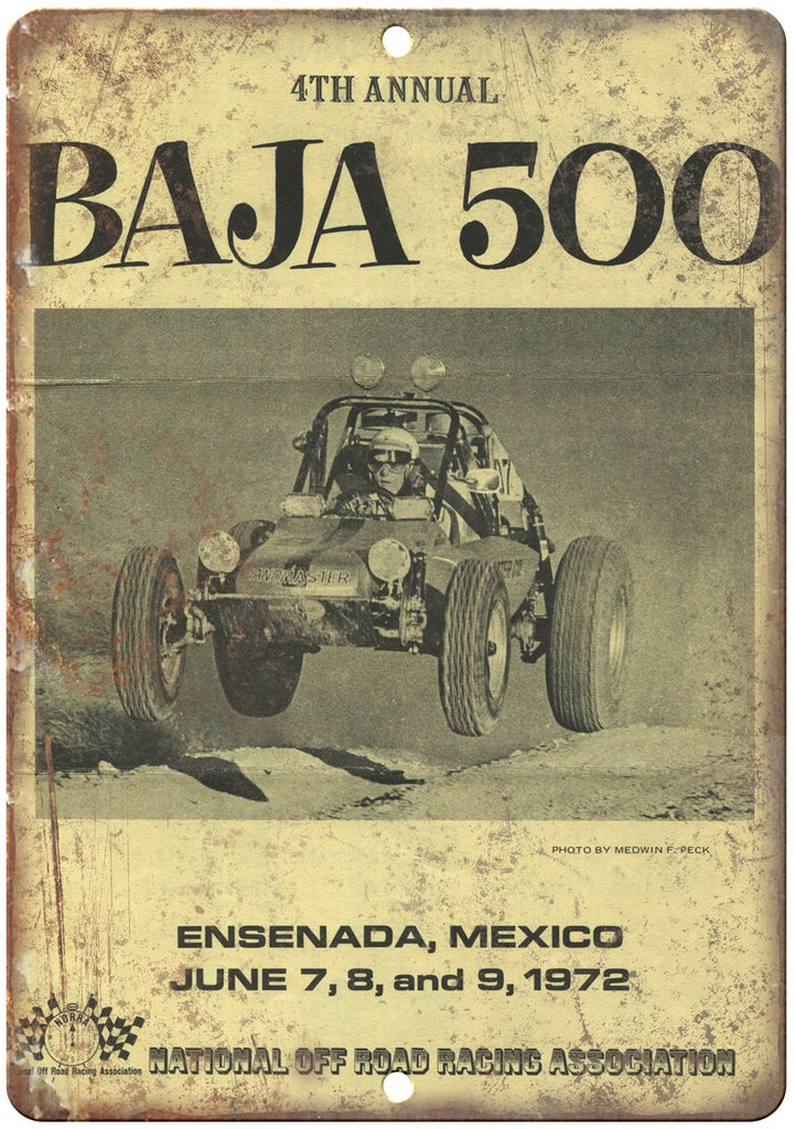 1972 Baja 500 NORRA Ensenada Mexico Ad Metal Sign