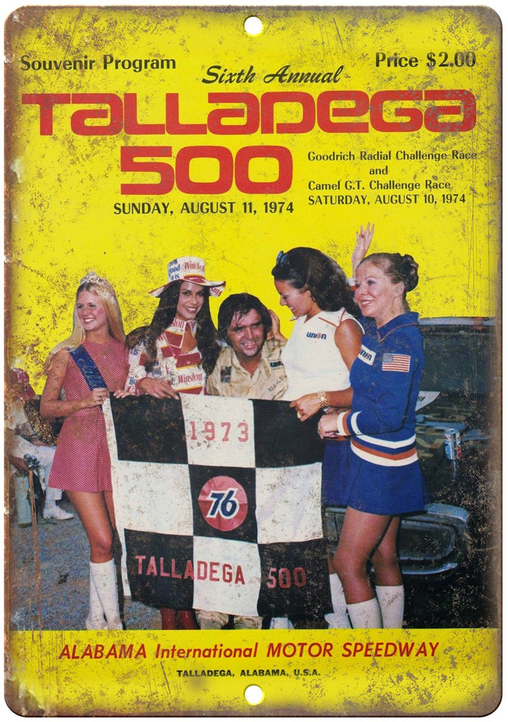 1974 Talladega 500 Alabama Motor Speedway Metal Sign