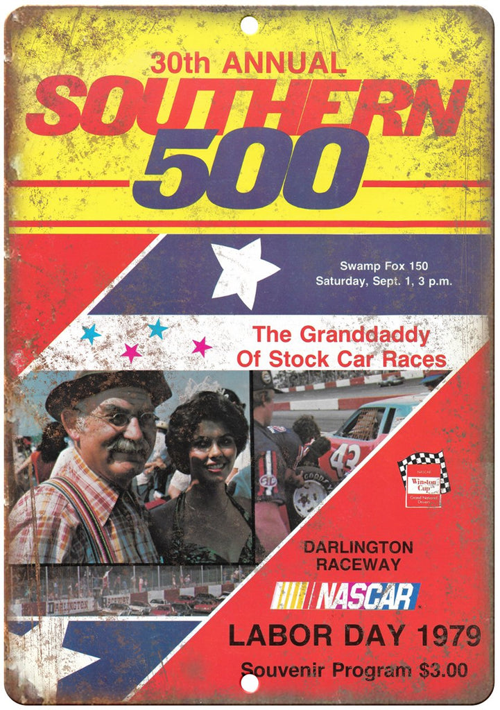 1979 Southern 500 NASCAR Darlington Raceway Metal Sign