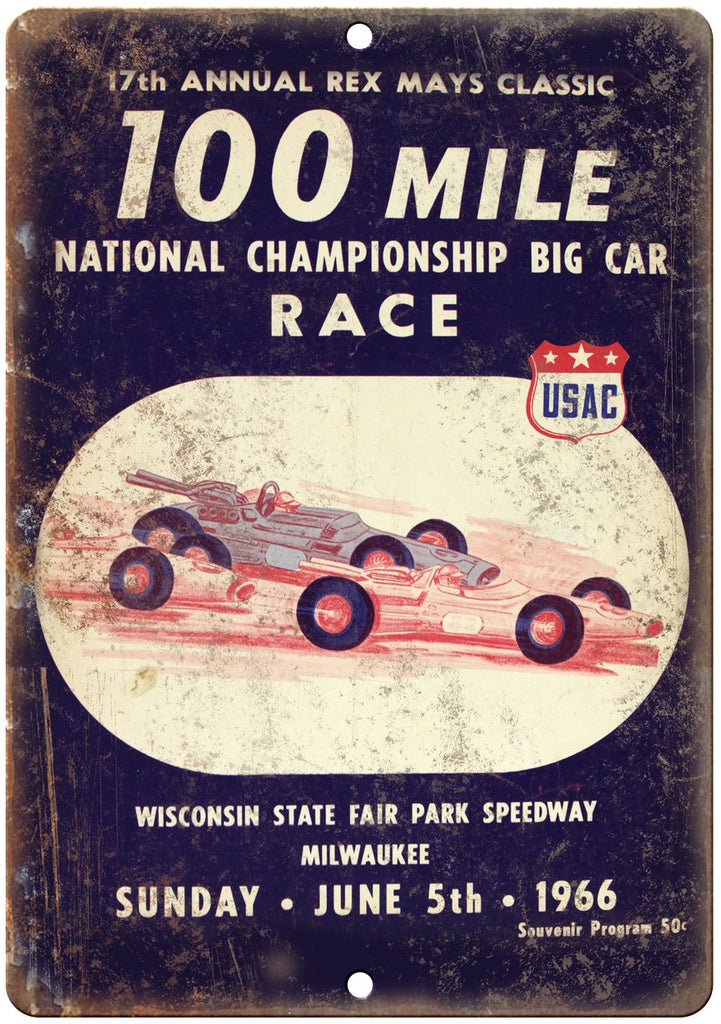 100 Mile Wisconsin State Fair Speedway Metal Sign