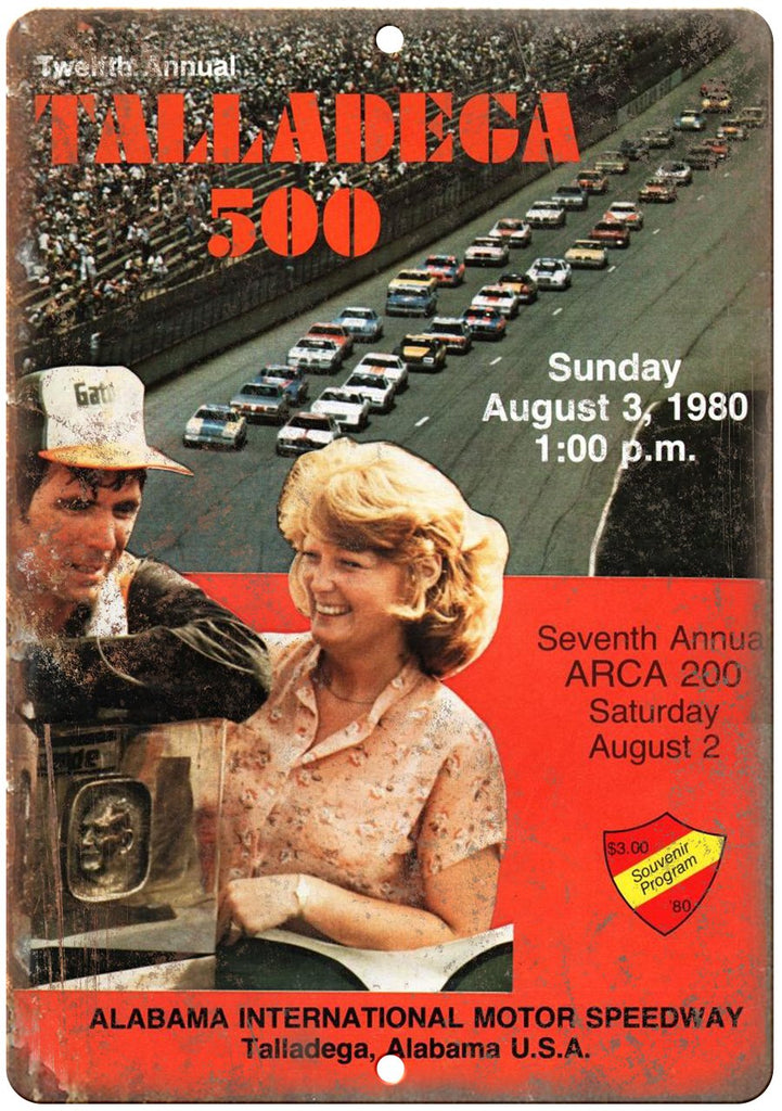 1980 Talladega 500 Alabama Speedway Metal Sign