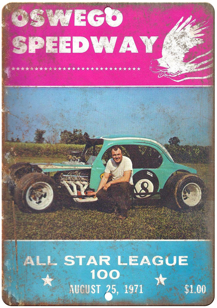 1971 Oswego Speedway All Star League Metal Sign