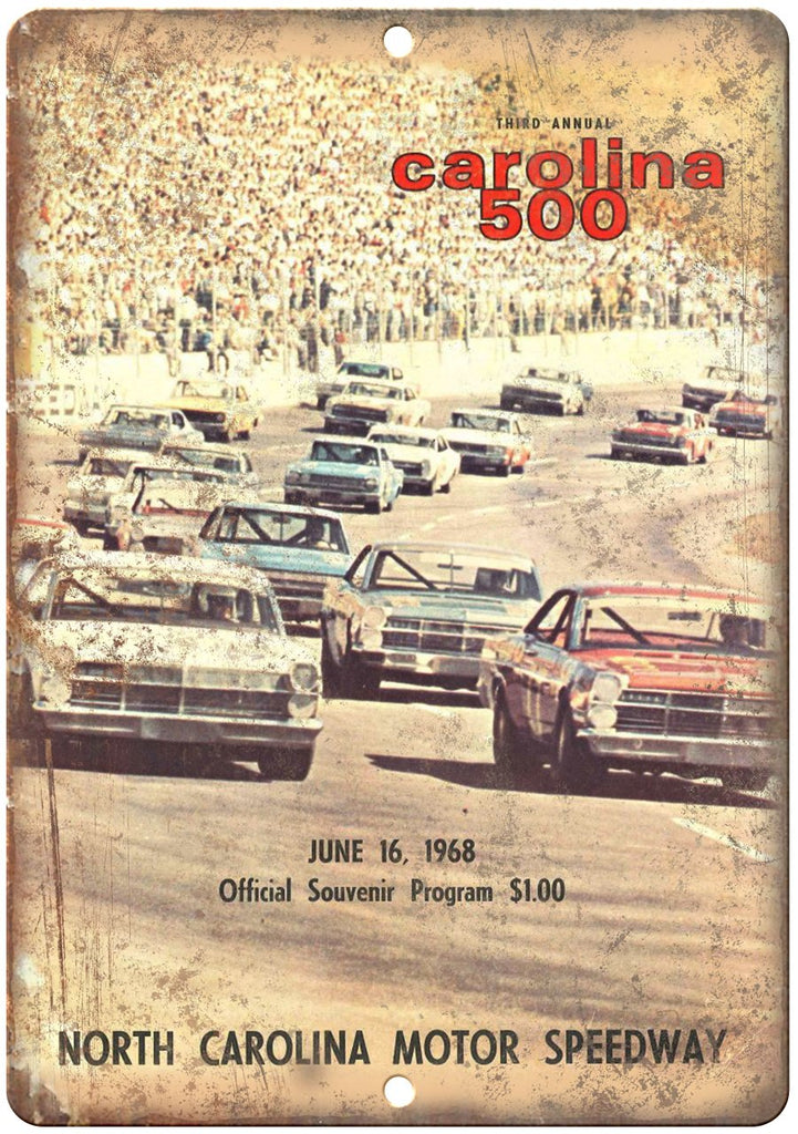 1968 Carolina 500 Motor Speedway Racetrack Metal Sign